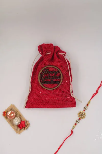 Jute Choco Pouch with Brother Rakhi